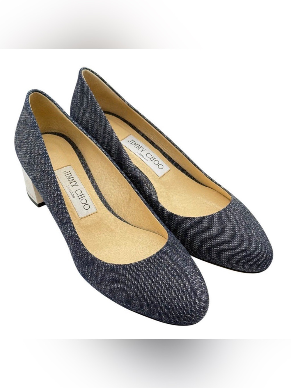 Jimmy Choo Denim Pointed Pumps - Dark Blue